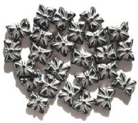 25 12mm Black and Silver Butterfly Beads